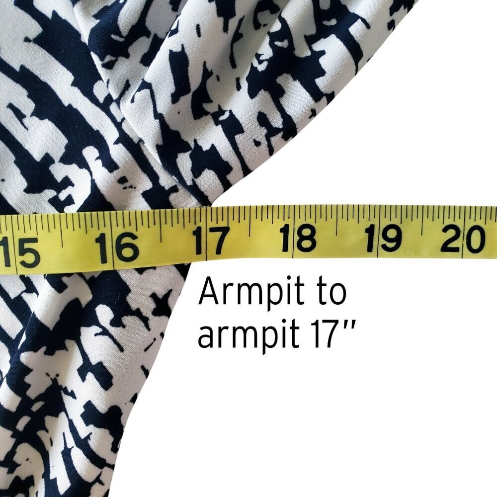Lauren Ralph Lauren Faux Wrap Dress Black & White Abstract Print 3/4 Sleeve 4 - Picture 10 of 16